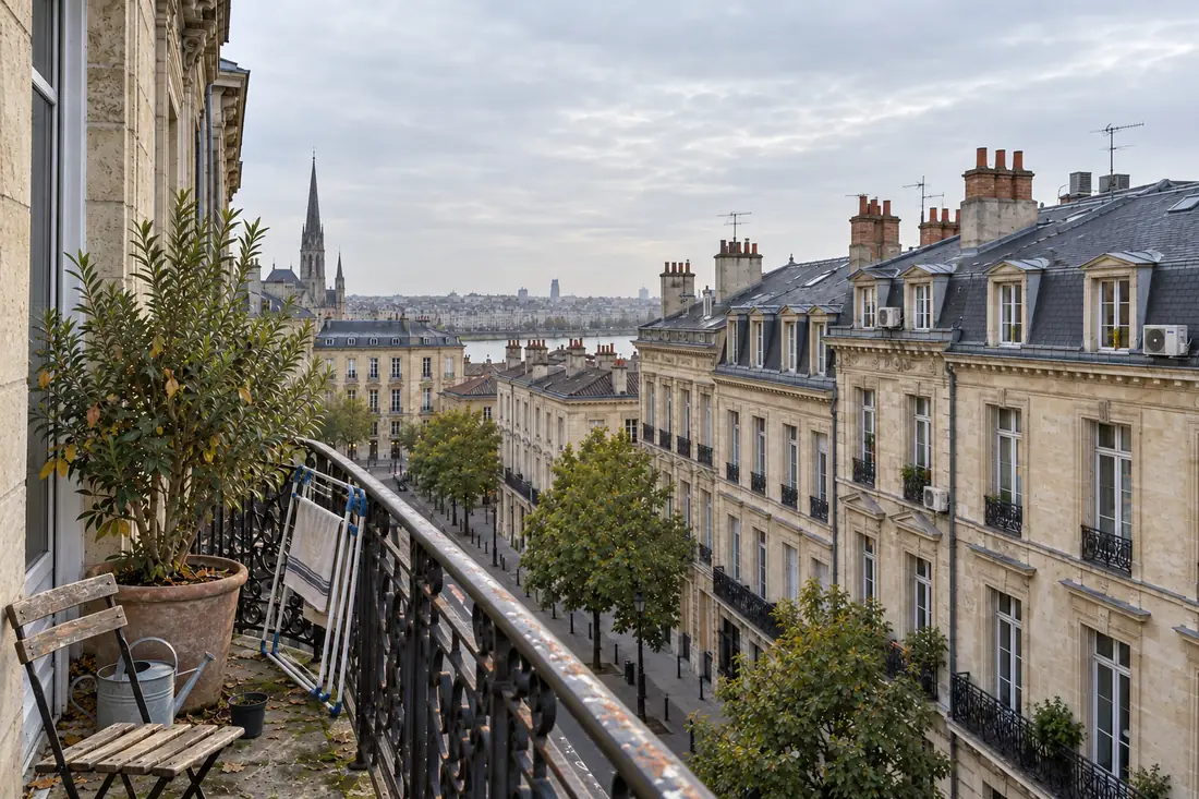 Balcon de l'appartement, sur les toits